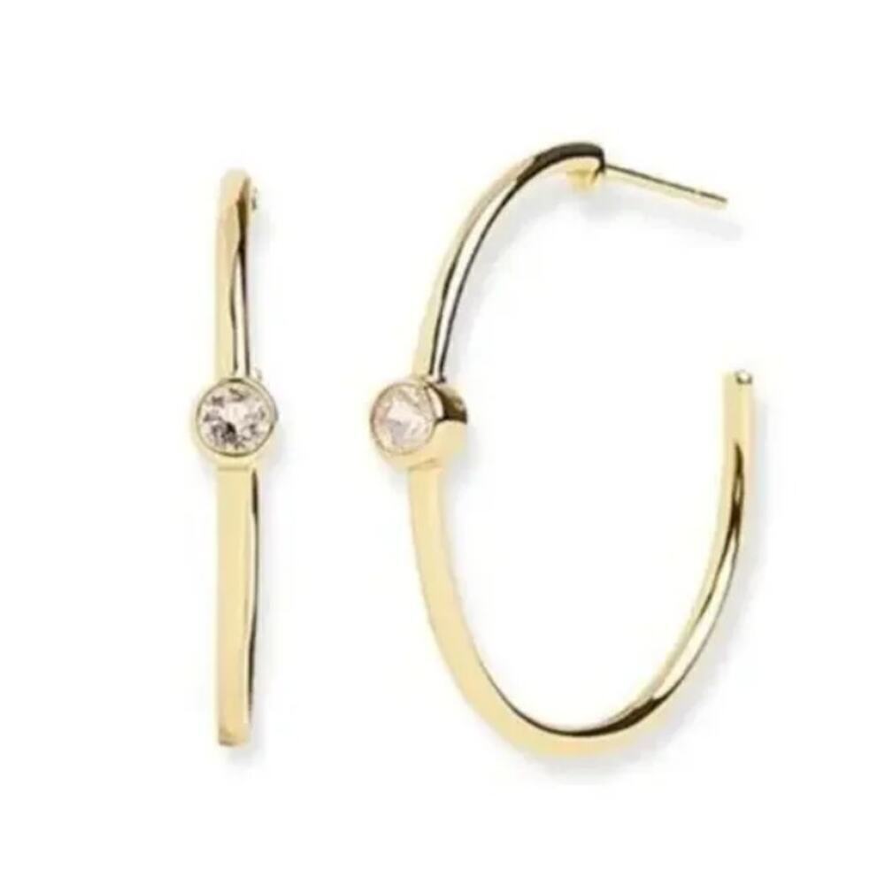 MARRIN COSTELLO Women's White Topaz Gold Plated Sterling Mystique Hoop Earrings